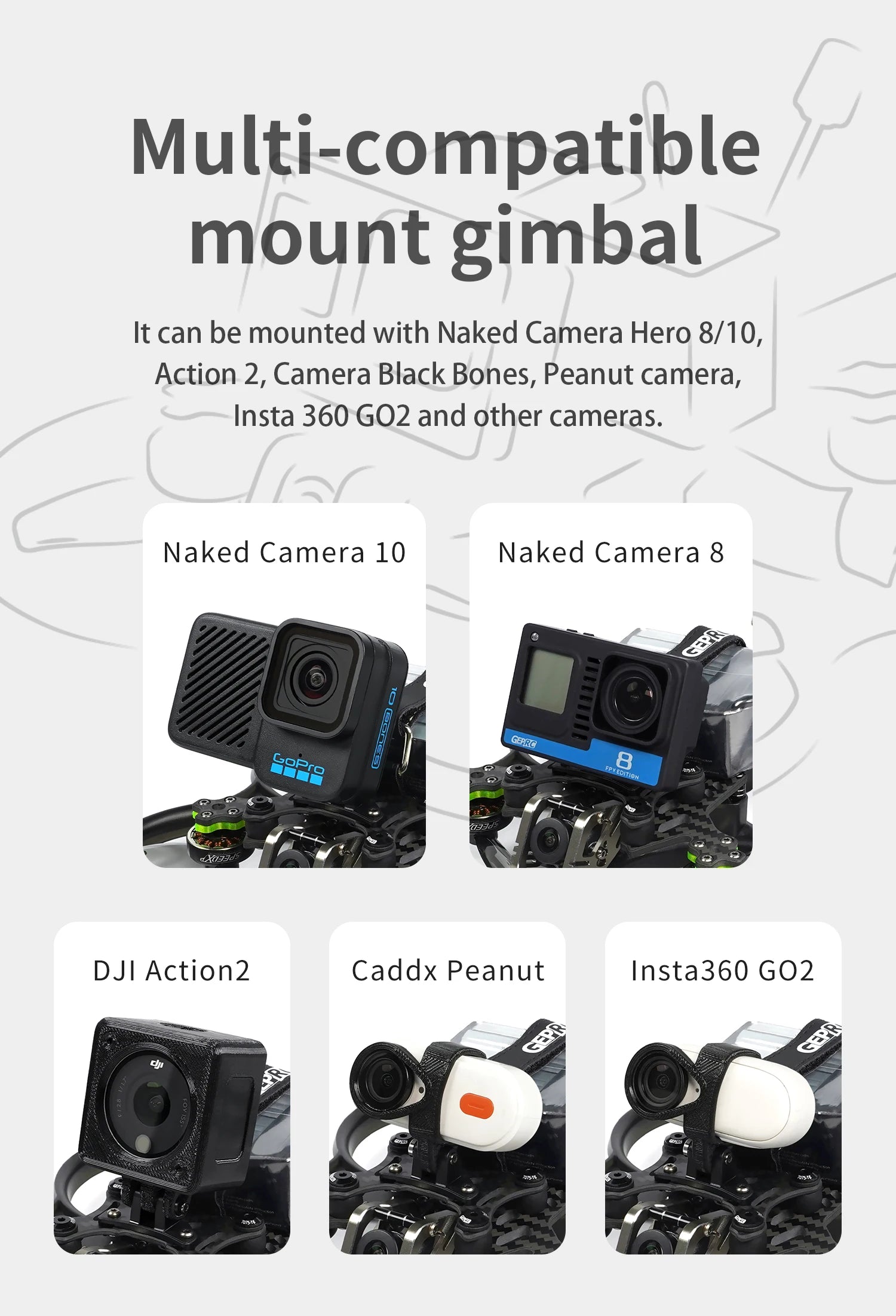 GEPRC Cinebot30 HD - Runcam Link Wasp 4S FPV Drone ELRS 2.4G TBS Nano RX COB مصباح مع نظام HD Vista micro لـ FPV عالي التقنية 15 GEPRC Cinebot30 HD - Runcam Link Wasp 4S FPV, GEPRC Cinebot30 HD, gimbal can be mounted with Naked Camera Hero 8/10, Action 2, Camera Black
