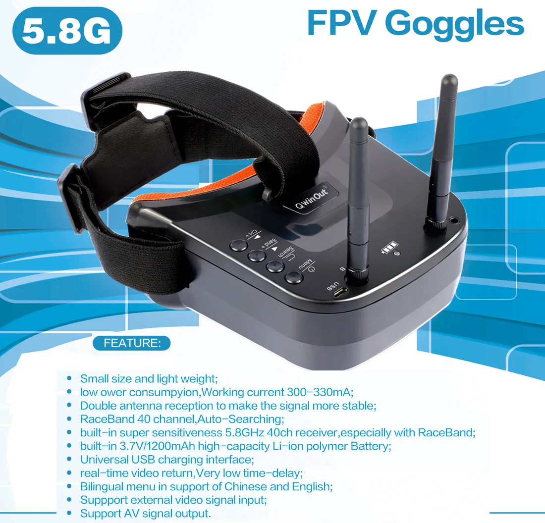 JMT T100 DIY FPV Racing Drone, 5.8G FPV Goggles 0 FEATURE: small size and light