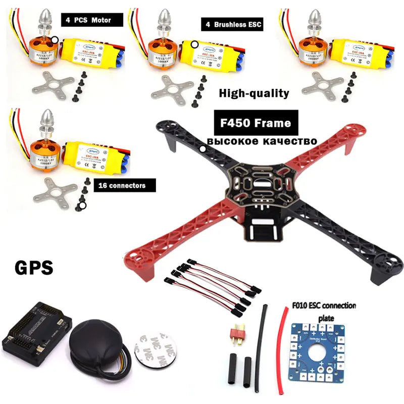 طقم إطارات F450 Qav250 كوادكوبتر - APM2.6 F4 وGPS 2212 2208 HP 30A 1045 Prop ~ طقم طائرة بدون طيار fpv F4P01 بدون طيار كوادكوبتر 22 Frame F450 Qav250 Quadcopter Frame Kit, PCS Motor Brushless ESC High-quality F450 Frame Bblcokoe