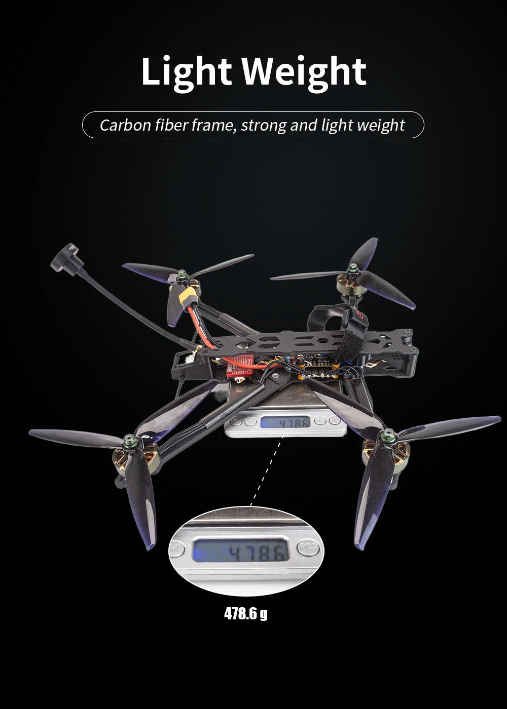 ATOMRC Insight7, Carbon fiber frame, strong and light weight 4lbb 4786 478.6 