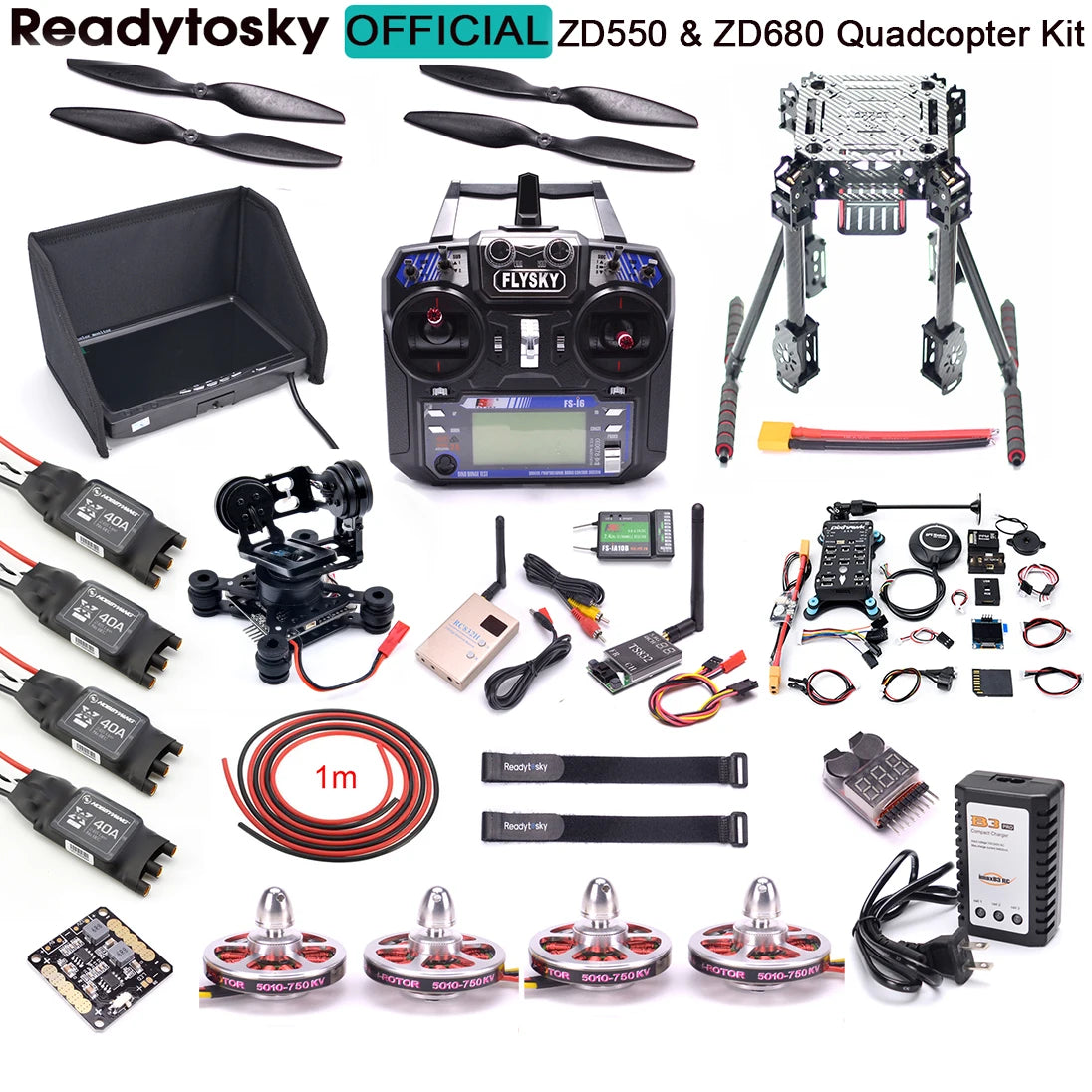 ZD550 550mm / ZD680 680mm ألياف الكربون كوادكوبتر - Pixhawk 2.4.8 التحكم في الطيران M8N 8N GPS 5010 750KV Motor 40A ESC Combo Set 14 ZD550 550mm / ZD680 680mm Carbon Fiber Quadcopter, Readytosky FS-16 Readyt * Im Rcoayt 5010-750