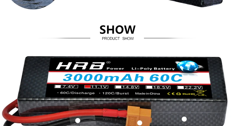 HRB 11.1V 3000mah Lipo 3S Battery, SHOW PRODUCT SHOW HRZ Power LiePoiv Batterv
