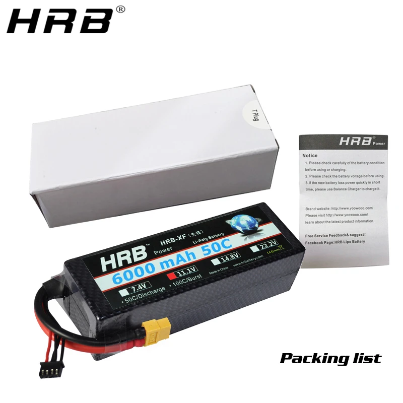 HRB RC Lipo Battery 2S 3S 4S 7.4V 11.1V 6000mah 7000mah 8000mah 9500mah 50C 60C Hard Case Cars Boats XT60 T Deans 14 HRB RC Lipo Battery, Packing list e, Aeol eat ARB-XF_ 50