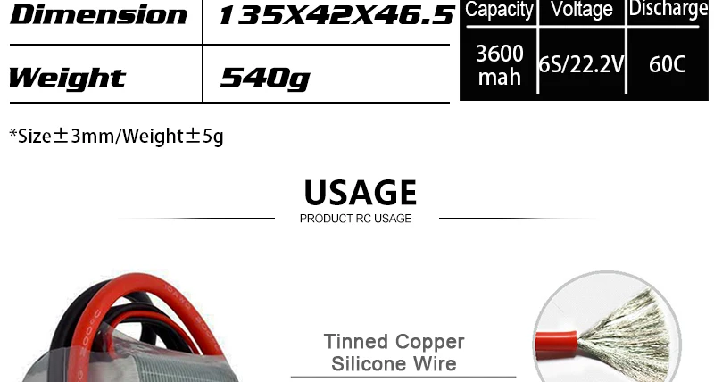 HRB 6S 22,2 V Lipo-Akku – 3600 mAh XT60 T Deans EC5 XT90 XT90-S AS150 weiblich RC Hubschrauber FPV Flugzeuge Auto LKW Boot Teile 60C 17 HRB 6S 22.2V Lipo Battery, 540g mah #Size +3mm/Weight+Sg USAGE