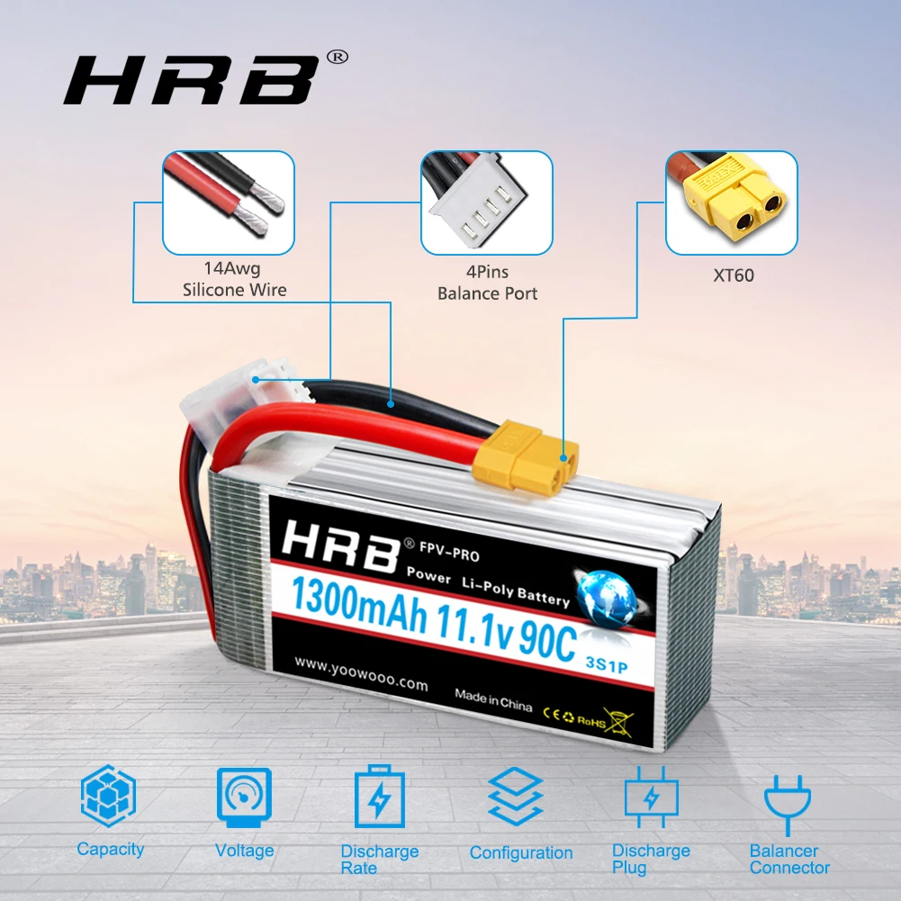 HRB Battery, hrb FPv-Pro Power Li-Poly 1300mAh Battery Il