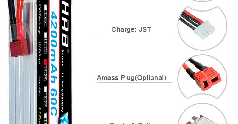 HRB 4200mah Lipo Battery, 4200mah Lipo Battery 14.8V - T Deans 7.4V