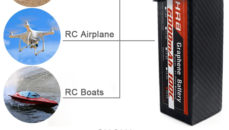 HRB 22.2V Graphene Lipo Battery 6000mah 6S - 100C XT90 EC5 T Deans XT60 XT150 RC Racing FPV Airplanes Boats Buggy Car Truck Parts 17 HRB 22.2V Graphene Lipo Battery 6000mah 6S, Graphene battery doesn't mean material is graphene, it is lithium and