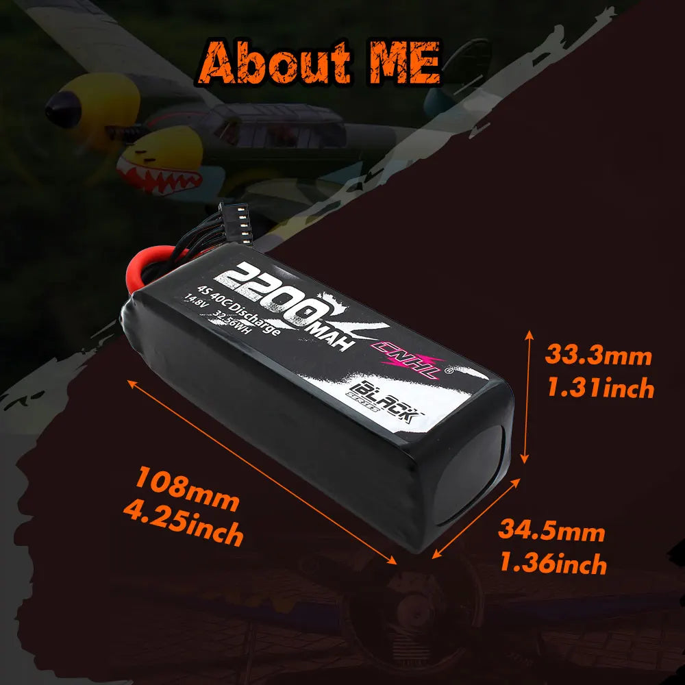 2PCS CNHL 2200mAh Battery, ME 8 33.3mm 1.3inch 34.5mm 1.36inch 2200n 