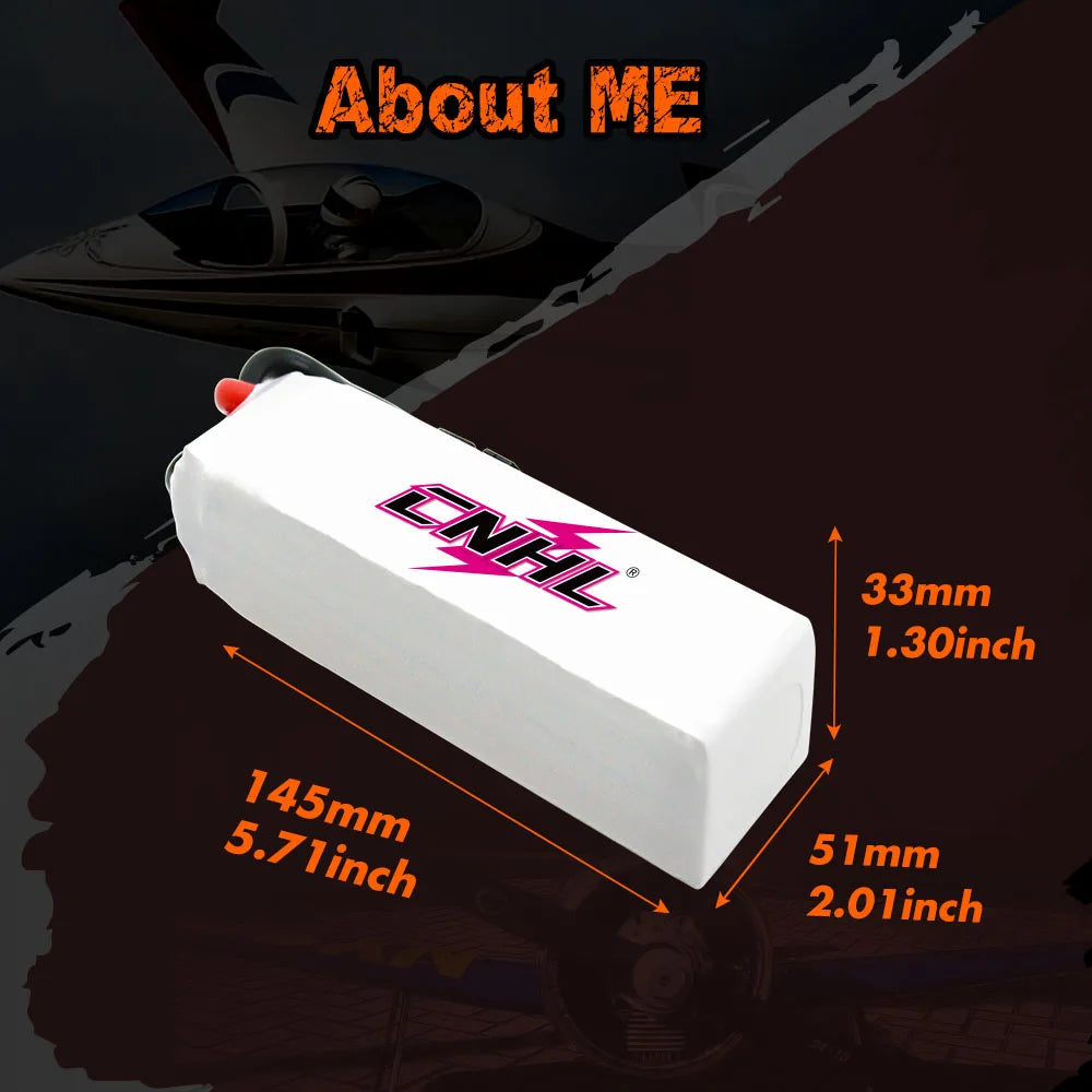 CNHL Lipo Battery, ME 33mm 1.30inch S1mm 2.01inch ENL' 145mm 5.