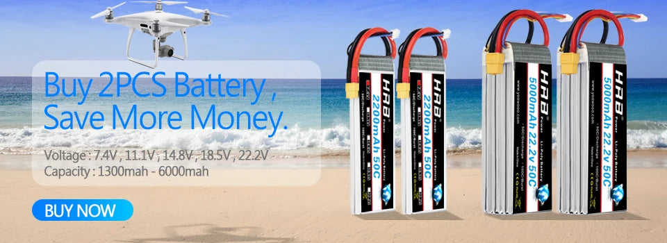 2PCS HRB Lipo Battery 2S 3S 4S 6S 11.1V