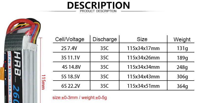 HRB Lipo Battery, AKKU Charged Rechargeble Powerful Li-Polymer Accessories Nominal