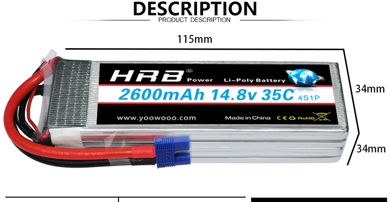 HRB Lipo Battery 2S 3S 4S 5S 6S 1300mah 1500mah 1800mah 2200mah 2600mah EC3 7.4V 11.1V 14.8V 18.5V 22.2V RC Airplane Drone Parts 9 HRB Lipo Battery, PRODUCT DESCRIPTION 11Smm HPZ Pot Li_Polv Bott