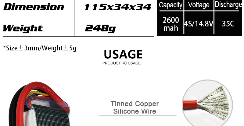 HRB Lipo Battery 2S 3S 4S 5S 6S 1300mah 1500mah 1800mah 2200mah 2600mah EC3 7.4V 11.1V 14.8V 18.5V 22.2V RC Airplane Drone Parts 10 HRB Lipo Battery, Dimension 1 15x34x34 Capacity Voltage Discharge 2600 Weight 24