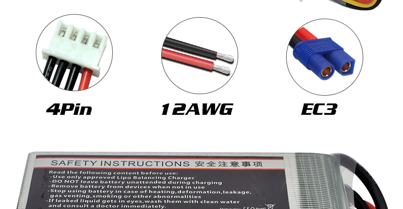 HRB Lipo Battery 2S 3S 4S 5S 6S 1300mah 1500mah 1800mah 2200mah 2600mah EC3 7.4V 11.1V 14.8V 18.5V 22.2V RC Airplane Drone Parts 15 HRB Lipo Battery, 4Pin 12AWG EC3 SAFETY INSTRUCTIONS ZE