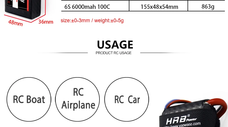 HRB Graphene 2S 3S 4S 5S 6S Lipo Battery - 3000mah 3800mah 5000mah 6000mah 7.4V 11.1V 14.8V 18.5V 22.2V 100C XT90 EC5 RC Toy Parts 9 HRB Graphene 2S 3S 4S 5S 6S Lipo Battery, 6S 600Omah 100C 155x48x54mm 863g