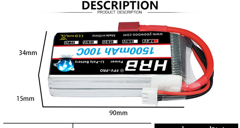 HRB 2S 3S 4S 5S 6S يبو بطارية 1500mah 7.4V 11.1V 14.8V 18.5V 22.2V يبو بطارية 65C ل RC سيارة الطائرات بدون طيار شاحنة تروجي طائرة طائرة بدون طيار FPV 8 HRB 2S 3S 4S 5S 6S lipo Battery, PRODUCT DESCRIPTION Shob *9 uiljui Opcw
