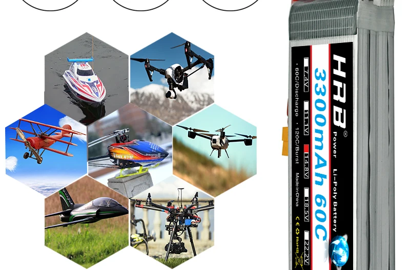 HRB 4S 14.8V Lipo Battery 3300mah - XT60 T Deans EC5 XT90 60C For Truggy Mad Rally Car 1/8 Racing Heli Airplane Truck RC Parts 14 HRB 4S 14.8V Lipo Battery 3300mah - X