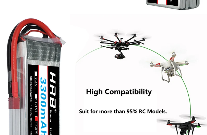 HRB 4S 14.8V Lipo Battery 3300mah - XT60 T Deans EC5 XT90 60C For Truggy Mad Rally Car 1/8 Racing Heli Airplane Truck RC Parts 15 HRB 4S 14.8V Lipo Battery 3300mah - X