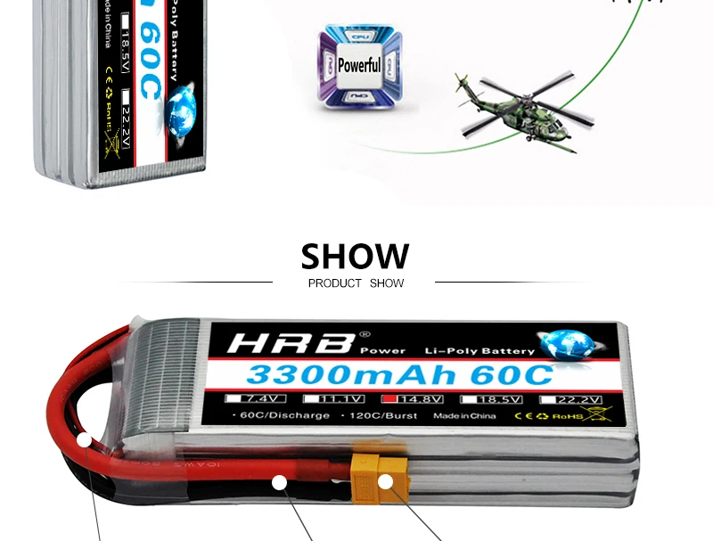 HRB 4S 14.8V Lipo Battery 3300mah - XT60 T Deans EC5 XT90 60C For Truggy Mad Rally Car 1/8 Racing Heli Airplane Truck RC Parts 16 HRB 4S 14.8V Lipo Battery, DTTV Jaa8W H854 D2 gocidischatoo J