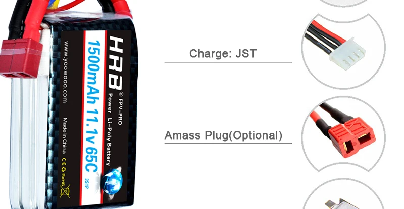 HRB 7.4V 1500mah 11.1V Lipo Battery, Deans RC Parts 14.8V 18.5V 22.2V 4S 5S