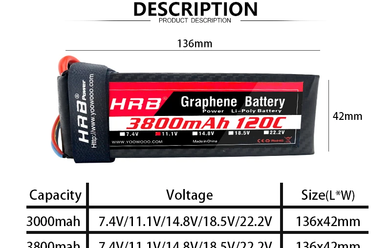 HRB Graphene 3S Lipo Battery - 11.1V 5000mah 6000mah 4000mah 3800mah 3000mah 2S 7.4V 4S 14.8V 5S 6S 22.2V RC Airplanes Parts XT60 8 HRB Graphene 3S Lipo Battery, 136mm L HrB Graphene_ Dwvet Poi Battery