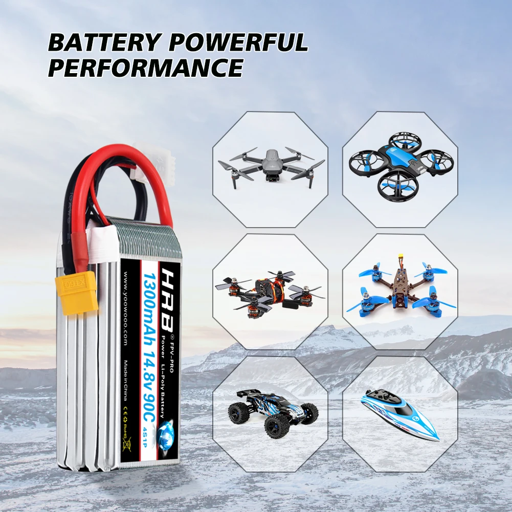 HRB Lipo 4S 6S Battery - 14.8V 22.2V 1300mah 1500mah 1800mah 2200mah 90C 100C With XT60 For RC FPV Quadcopter Drone Airplane 12 HRB Lipo 4S 6S Battery, AKKU Charged Rechargeble Powerful Li-Polymer Accessories Cells