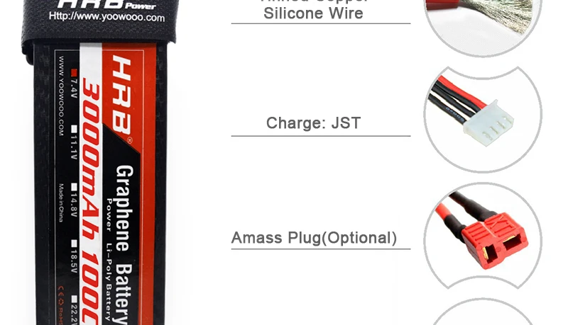 HRB Graphene 2S 7.4V 3000mah Lipo Battery, Uted7 Poli Http Ilwww YOOwOOO.com Silicon
