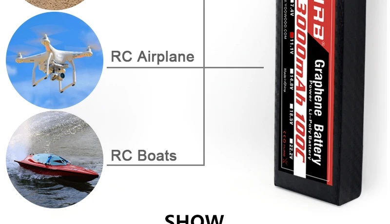 HRB Graphene 2S 7.4V 3000mah Lipo Battery, graphene will increase discharge rate, capacity and life . graphen