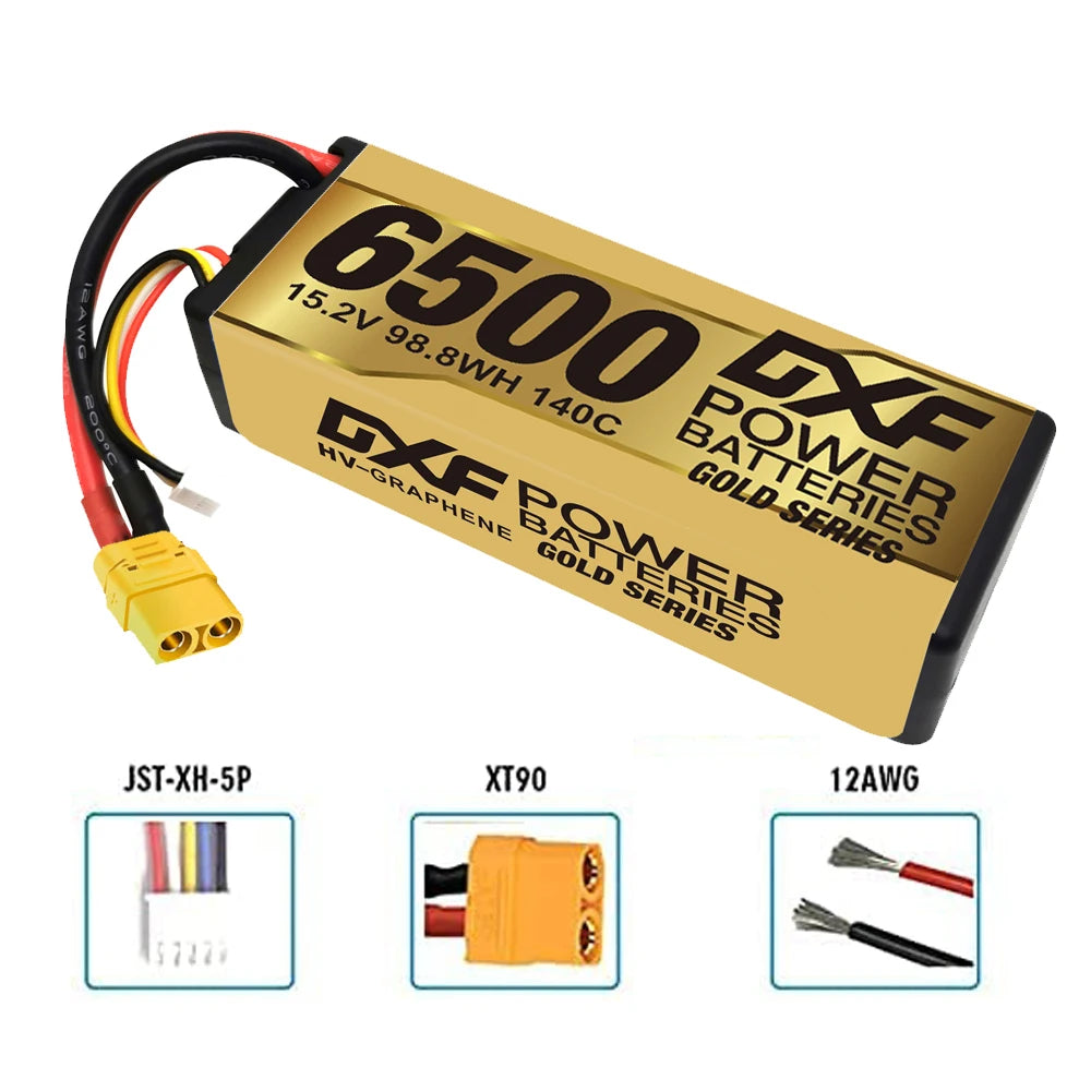 DXF 4S Lipo Battery 14.8V 15.2V 6500mAh 9200mAh - Gold Version Graphene Racing Series HardCase for RC Car BX Evader Truggy Buggy 43 DXF 4S Lipo Battery 1