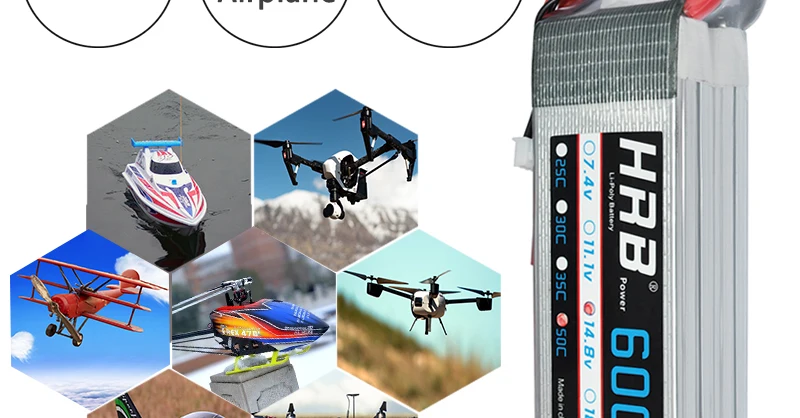 HRB 6000mah Lipo Battery, AKKU Charged Rechargeable Powerful Li-Polymer Accessories Dimensions 