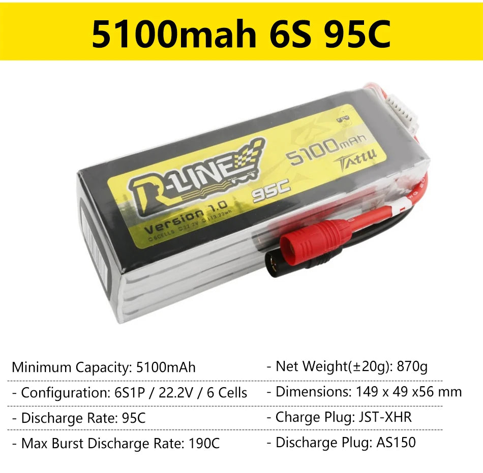 6S1P 22.2v 6 Cells Dimensions: 149 x 49 