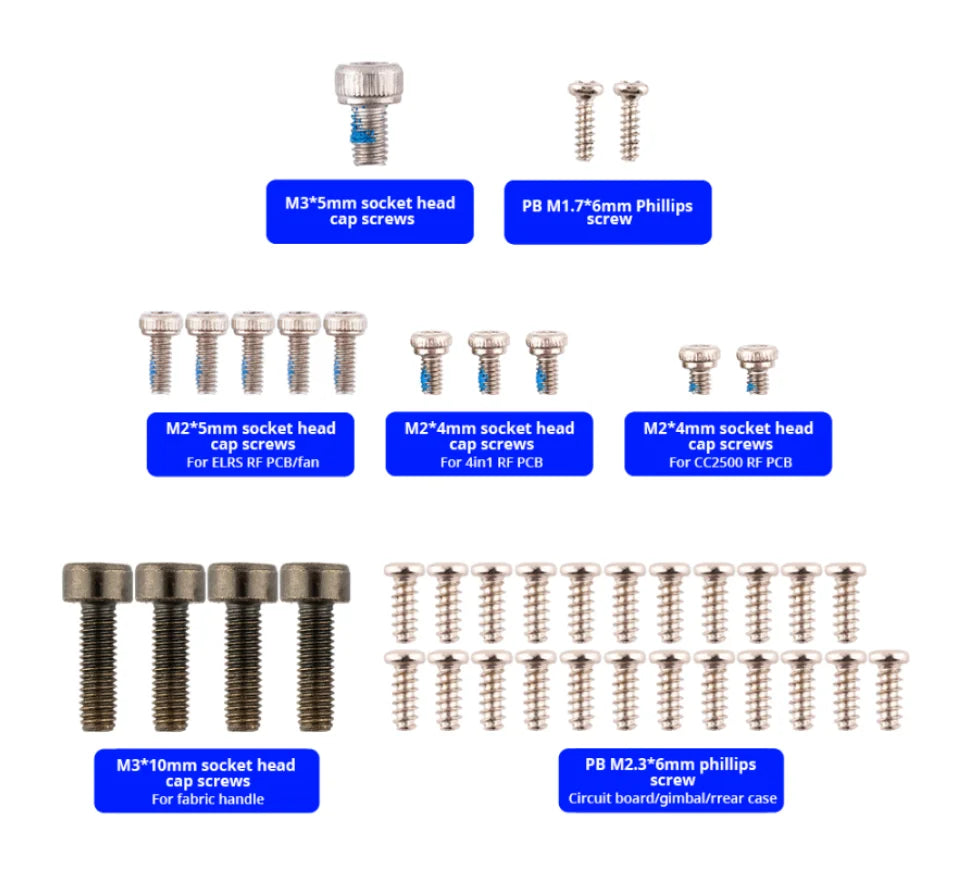Original Radiomaster Boxer Replacement Parts Accessories for Radiomaster Boxer 21 M3* Smm socket head PB M1.7*6mm Phillips cap screws screw