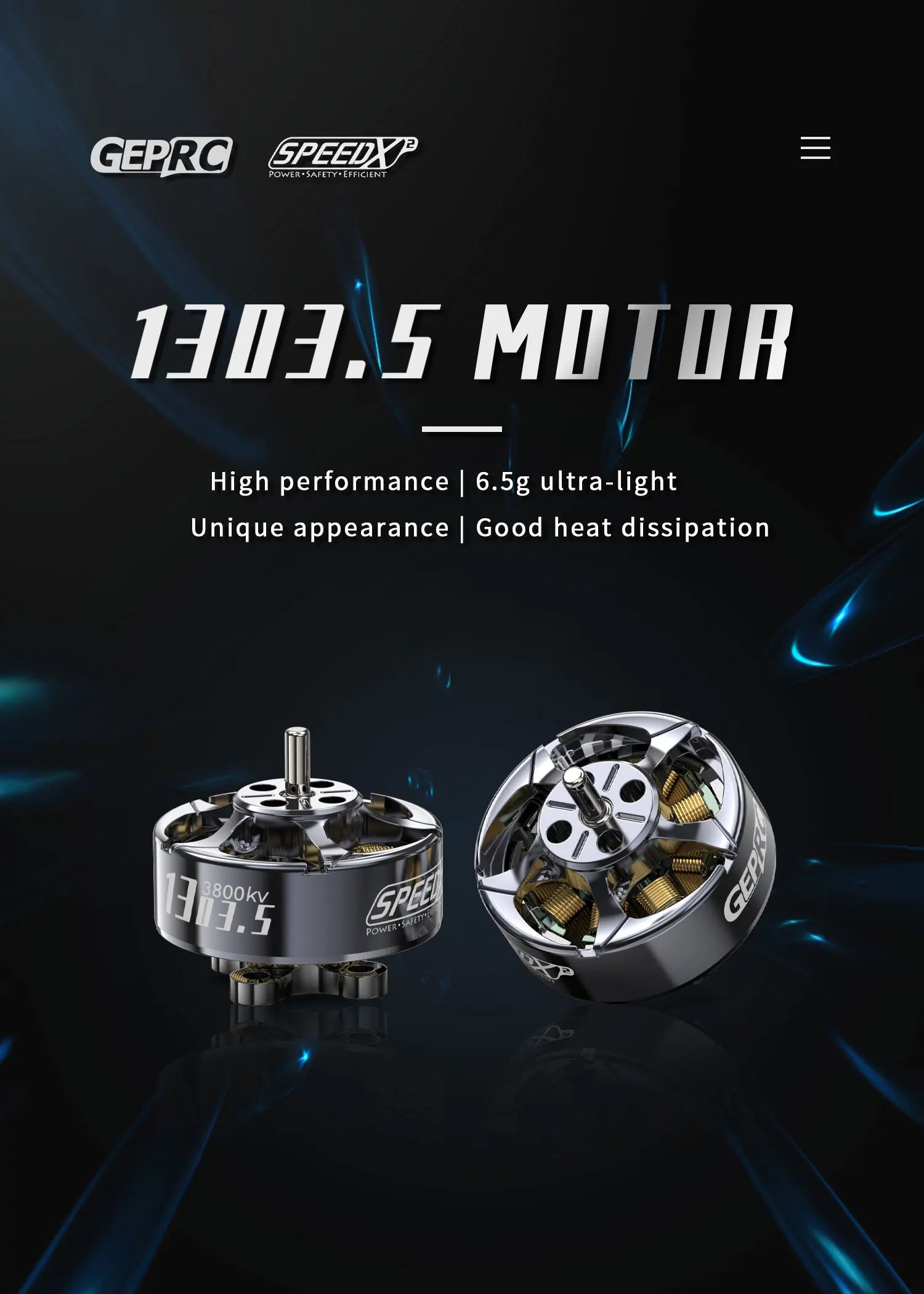 GEPRC SPEEDX2 1303.5 3800KV/5500KV Motor, 'SAFITY POWER.SAFETY'EFFICIENT 1411.5