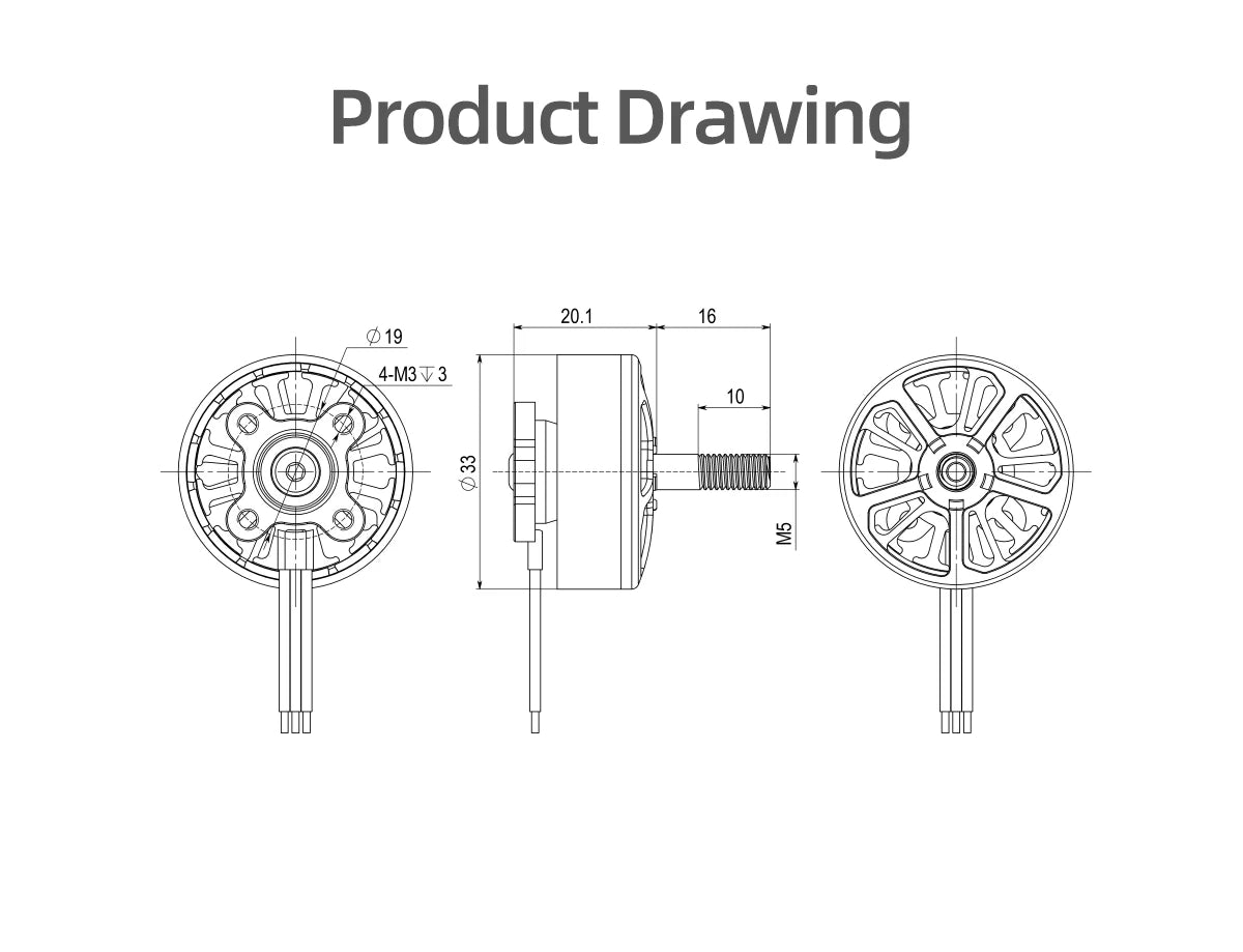 محرك GEPRC EM2807 1350KV - أسود بدون فرش مع ملحقات RC FPV Racing Drone Multicopter مقاس 6/7/8 بوصة 8 GEPRC EM2807 1350KV Motor, Drawing 20.1 4-M3v3 10 2