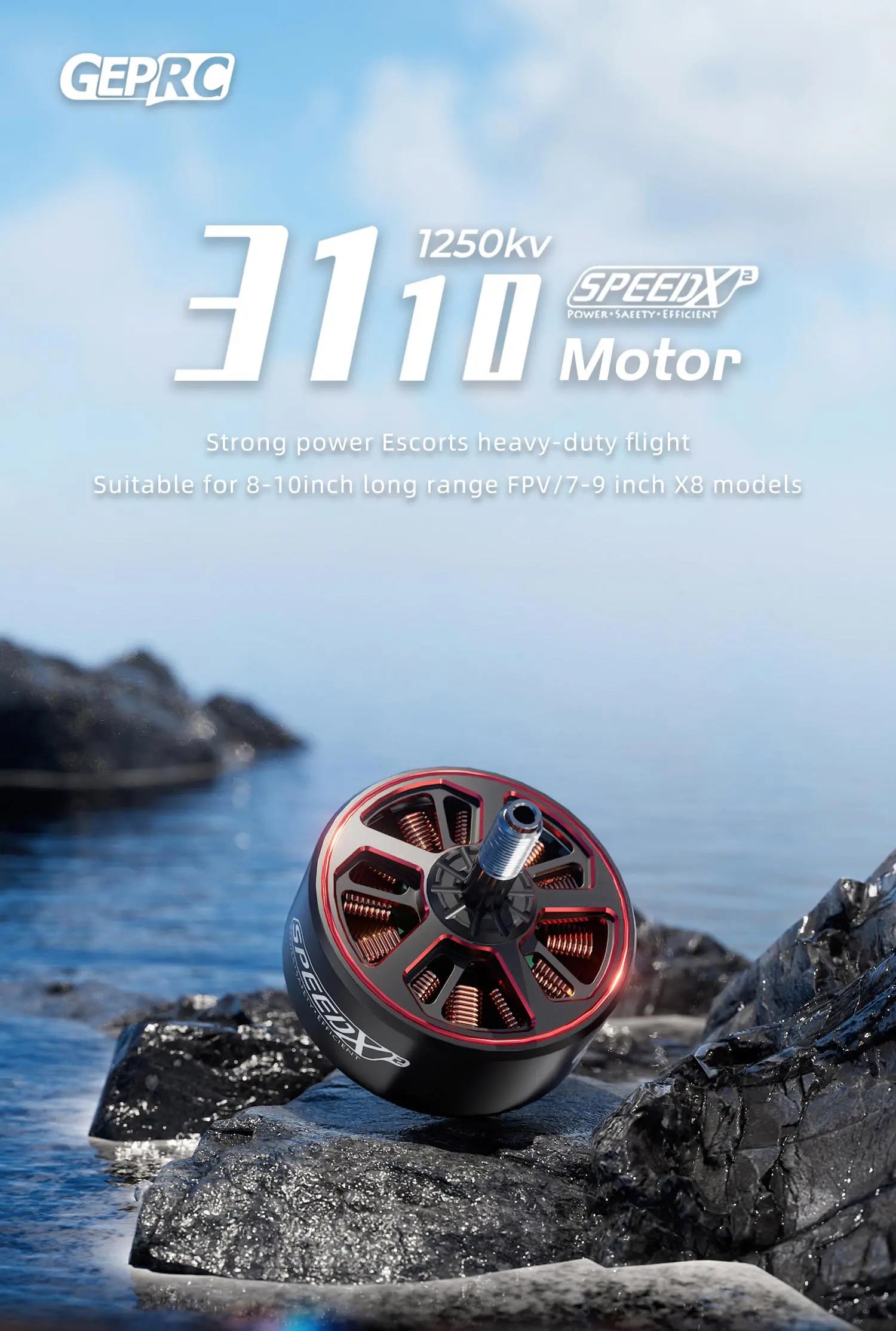 محرك GEPRC SPEEDX2 3110 900KV/1250KV - مناسب 8-10 بوصة طويلة المدى FPV Racing بدون فرش محرك RC بدون طيار كوادكوبتر قطع غيار 7 GEPRC SPEEDX2 3110 900KV/1250KV Motor, GEPRC 125Okv 311m Power SPEEDXP '