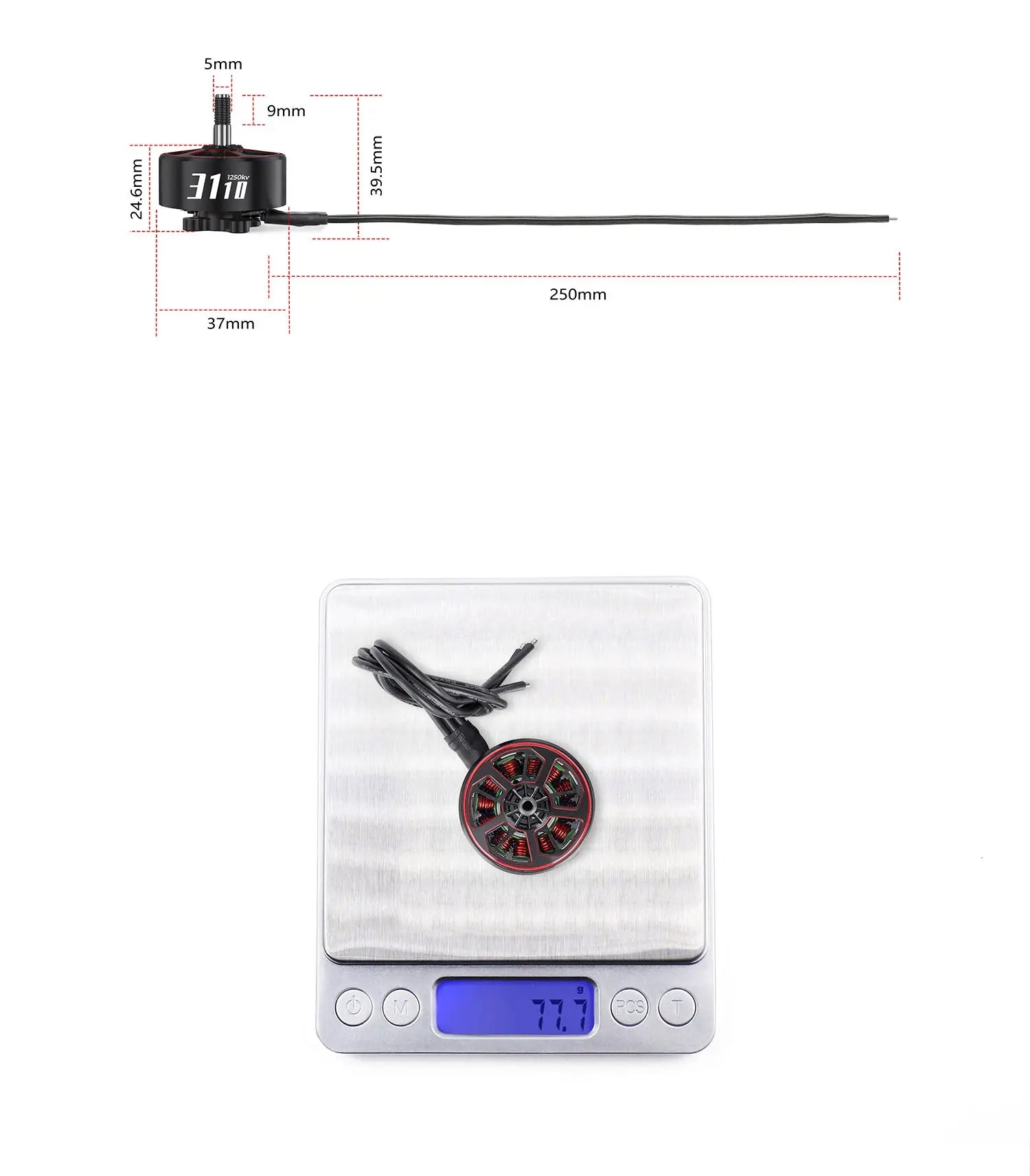 محرك GEPRC SPEEDX2 3110 900KV/1250KV - مناسب 8-10 بوصة طويلة المدى FPV Racing بدون فرش محرك RC بدون طيار كوادكوبتر قطع غيار 20 GEPRC SPEEDX2 3110 900KV/1250KV Motor, the overall black system is matched with red secondary oxidation borders . the overall system