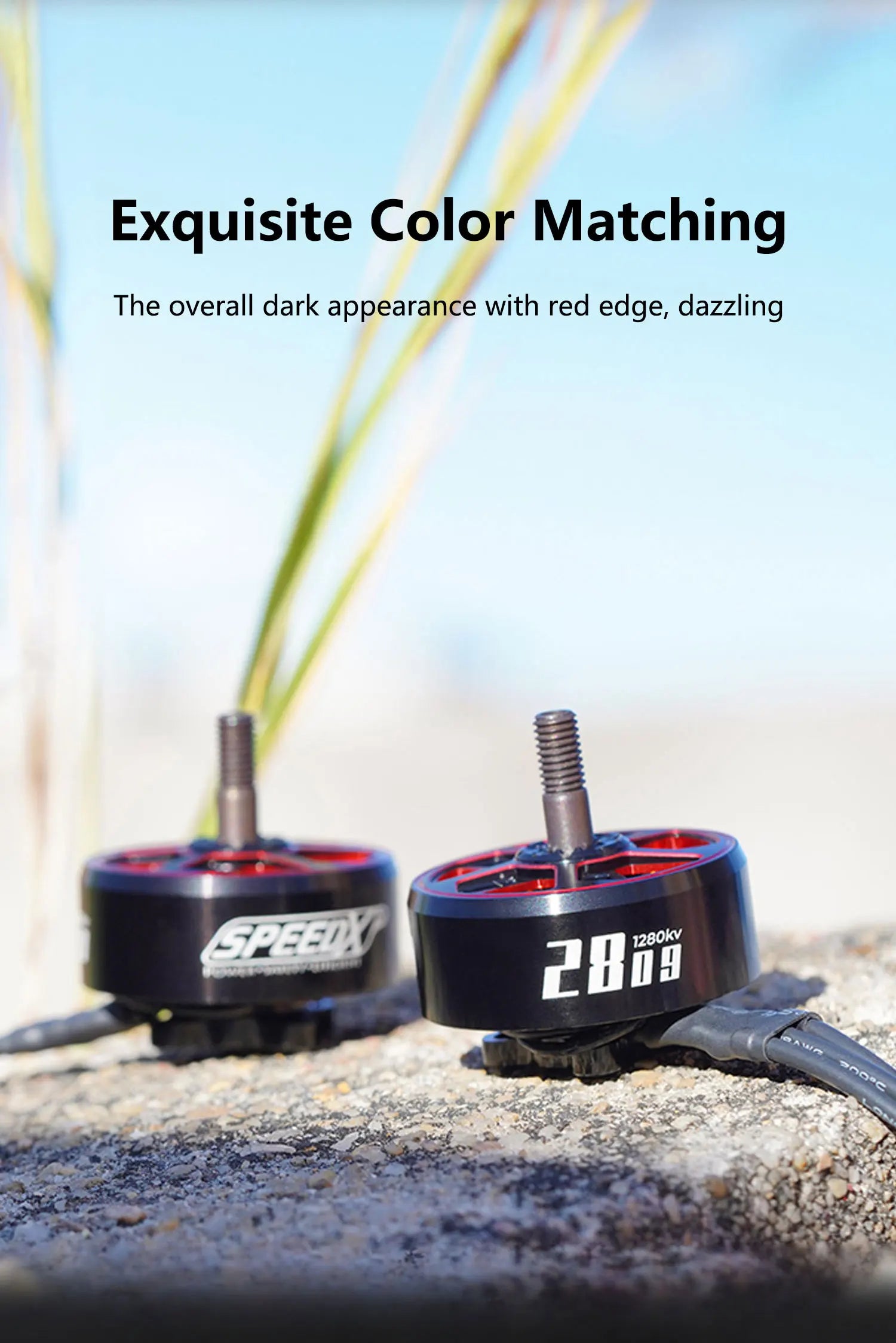 GEPRC SPEEDX2 2809 1280KV Motor, dazzling Fa2-M 29iy GoOCC The overall dark appearance with red edge;