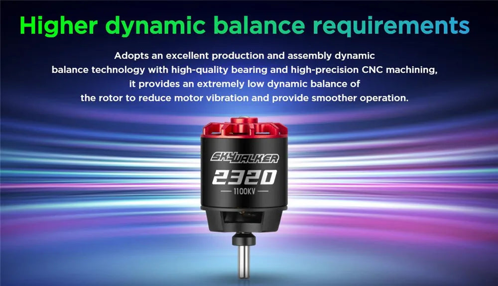 محرك Hobbywing SkyWalker الأصلي 2312 2316 2320 بدون فرشاة لطائرة Rc/جناح ثابت 9 high-quality bearing and high-precision CNC machining provide an extremely low dynamic balance of