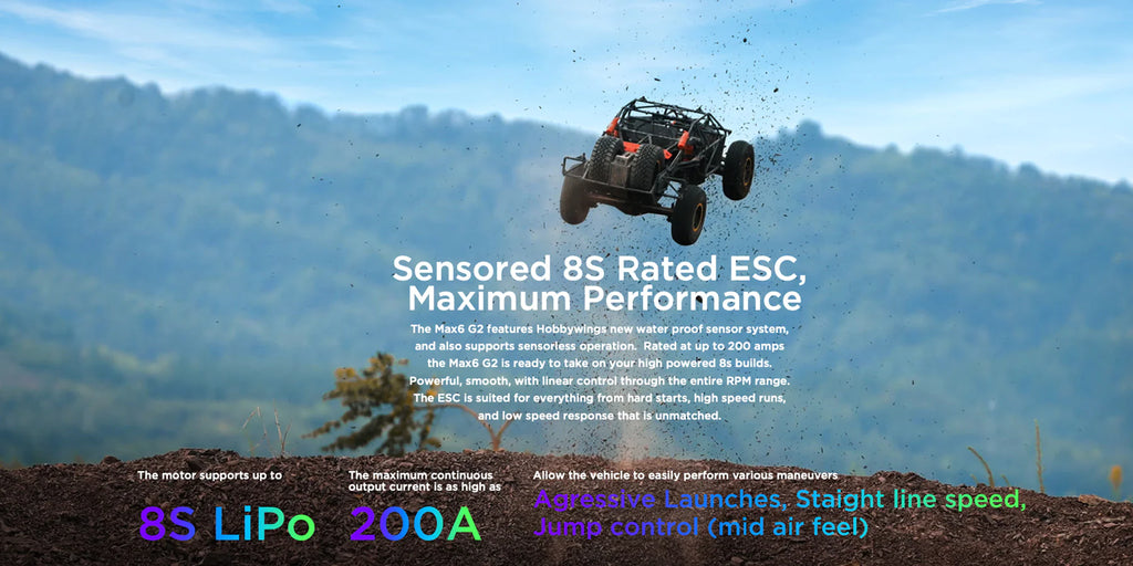 Hobbywing Ezrun MAX6 G2 Combo, the Max6 62 features Hobbyiina nawwate proor sensor