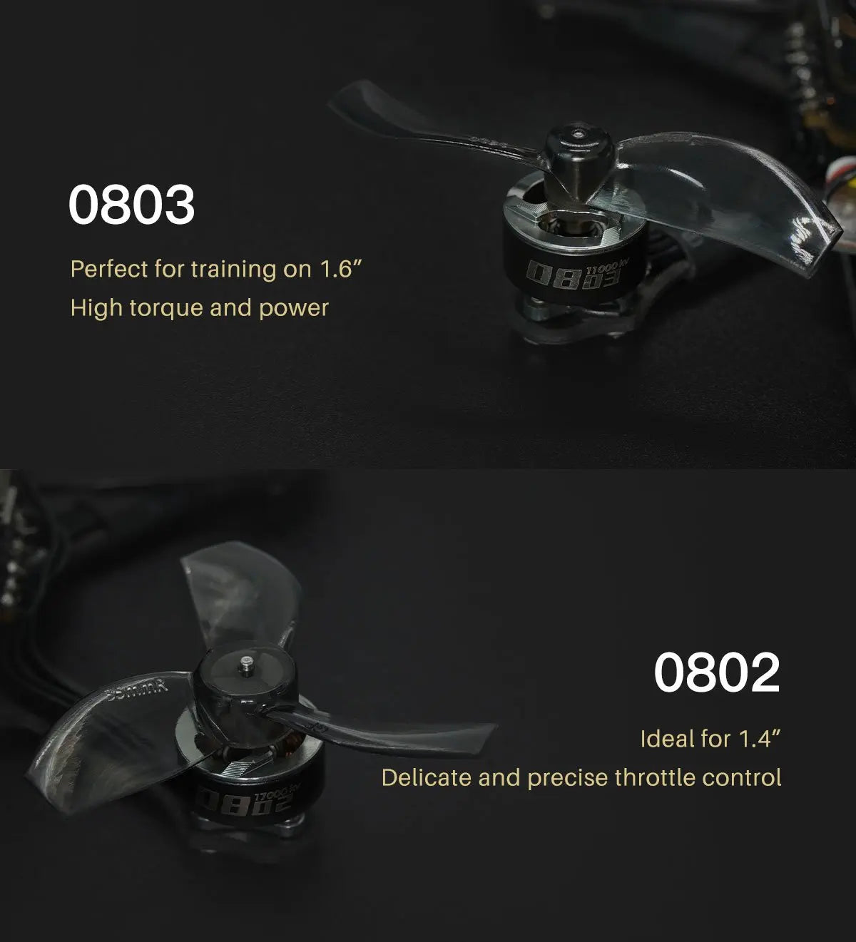 GEPRC SPEEDX2 0803  11000KV Brushless Motor, 0803 Perfect for training on 1.6" D3 High torque and power 0802 Ideal for