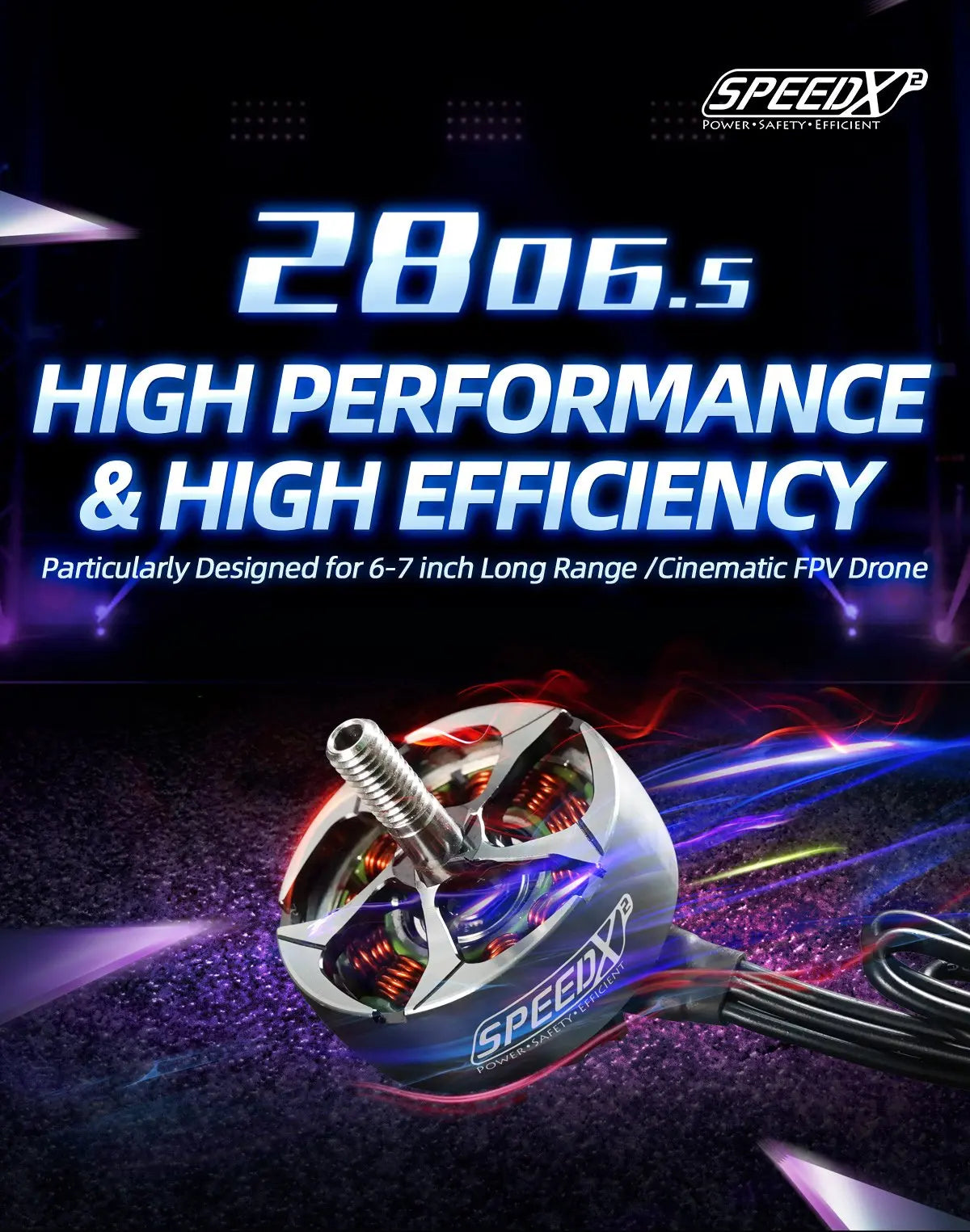 GEPRC SPEEDX2 2806.5 1350KV/1760KV Motor, GPEEDA POWER SAFETY' EFFICIENT 2Au6s