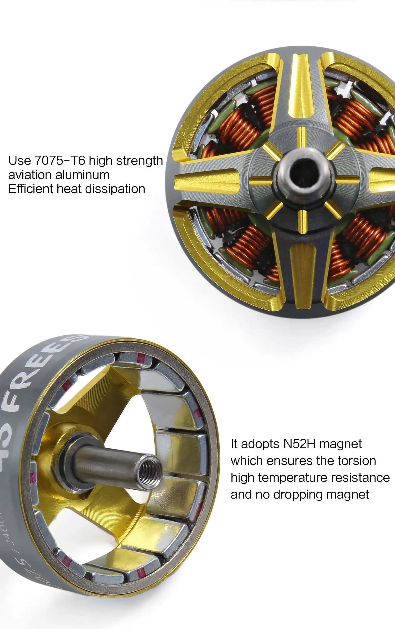 GEPRC GR2207.5 Motor, use 7075-T6 high strength aviation aluminum Efficient heat dissipation