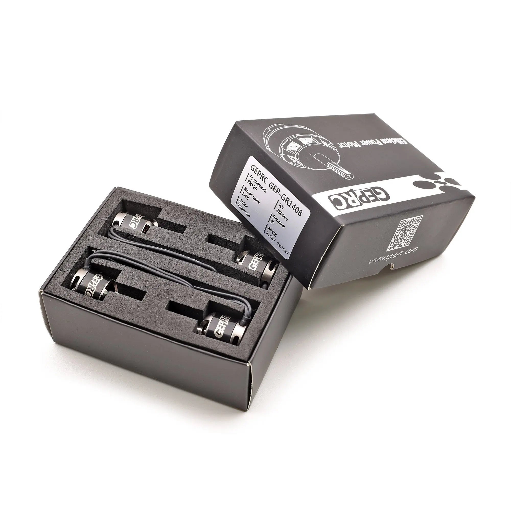 GEPRC GR1408 2500KV Motor, the high precision CNC machined #7075 aluminum shaft increases crash durability . the large ventilation