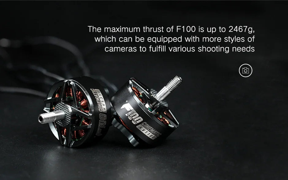 T-motor, the maximum thrust of F1OO is up to 2467g, which can be equipped with