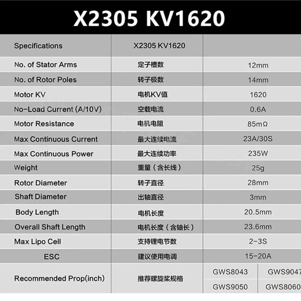 Sunnysky F3P Indoor Power Motor, X2305 KV1620 No. of Stator Arms 2703 12mm