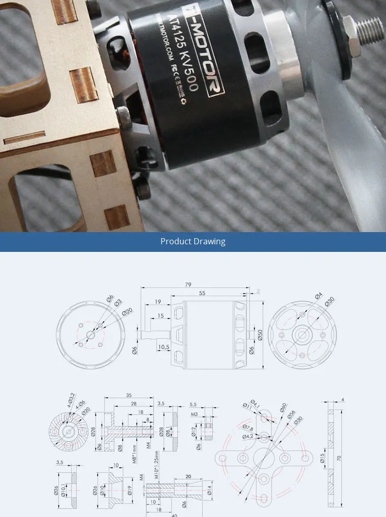 T-MOTOR, 50*79mm Internal Resistance : 32 m Lead : Ename