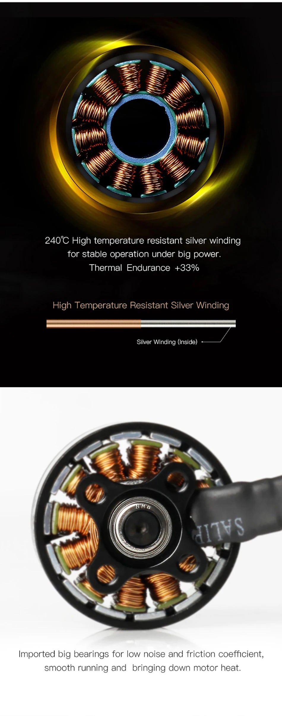 1/2/4PCS T-MOTOR, 2408C High temperature resistant silver winding for stable operation under power . big bearings