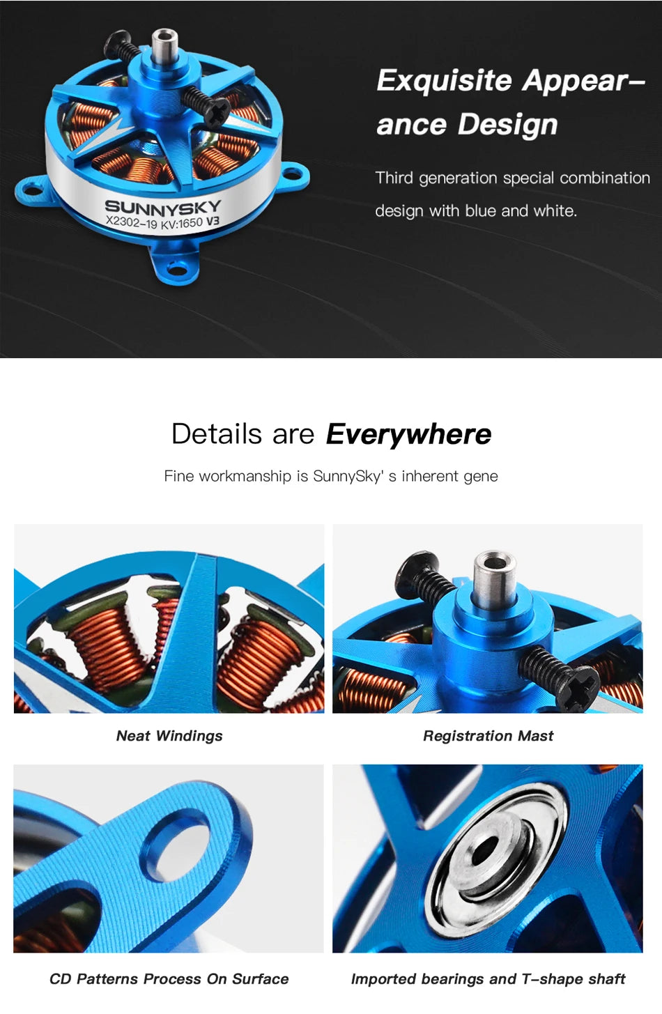 1/2/4PCS Sunnysky F3P Indoor Power, v3 Details are Everywhere Fine workmanship is SunnySky' inherent gene Neat Wind