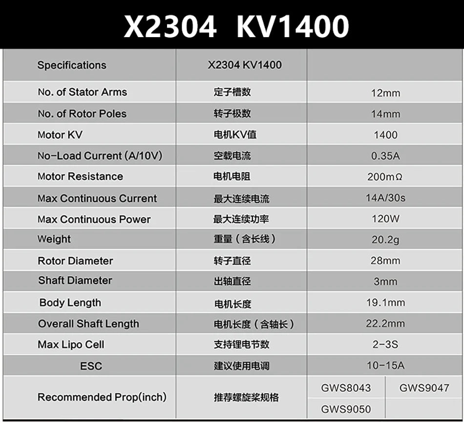 1/2/4PCS Sunnysky F3P Indoor Power, X2304 KV14OO No. of Stator Arms 3715 12mm