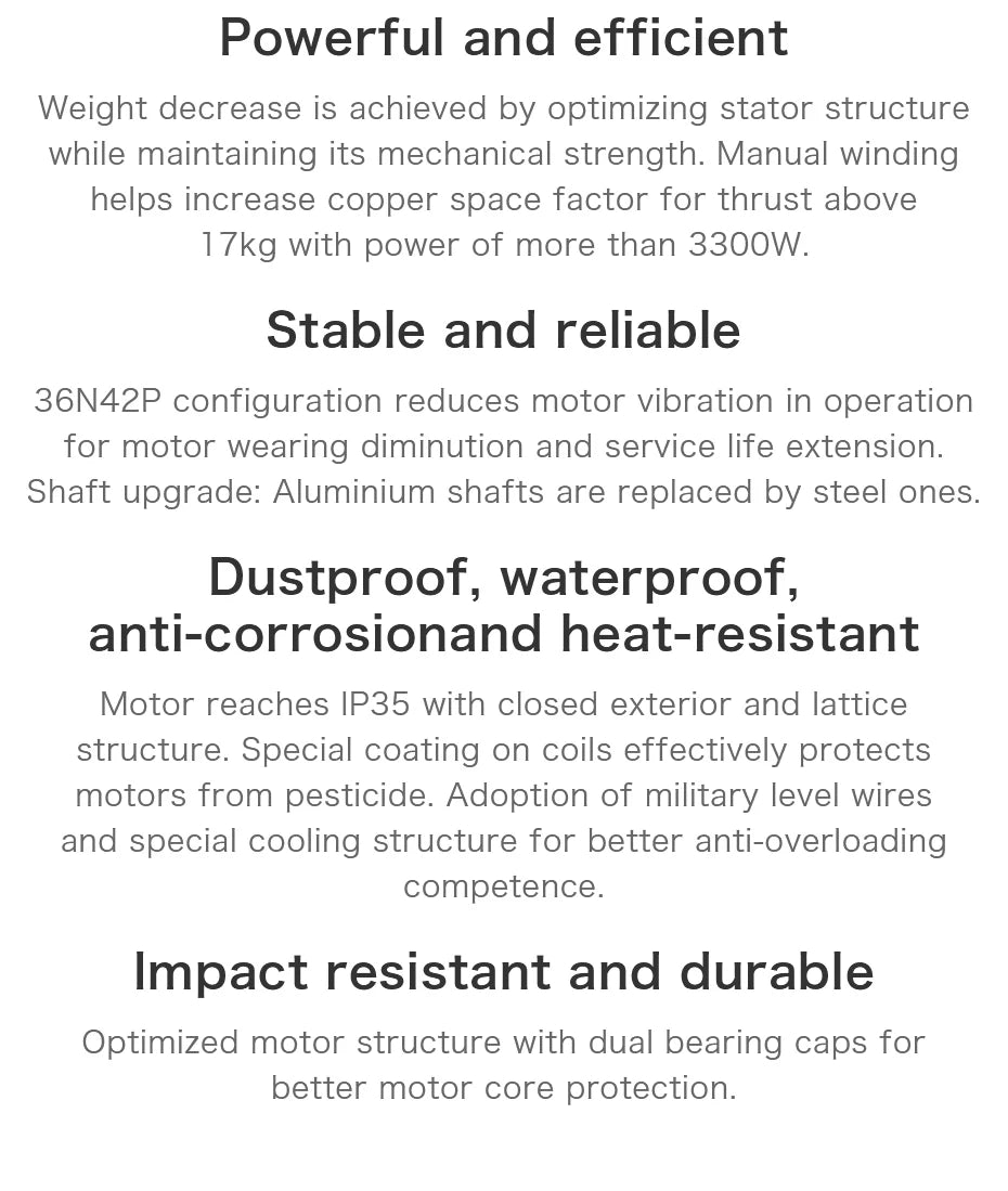 T-MOTOR, manual winding helps increase copper space factor for thrust above with power of more than 3300W